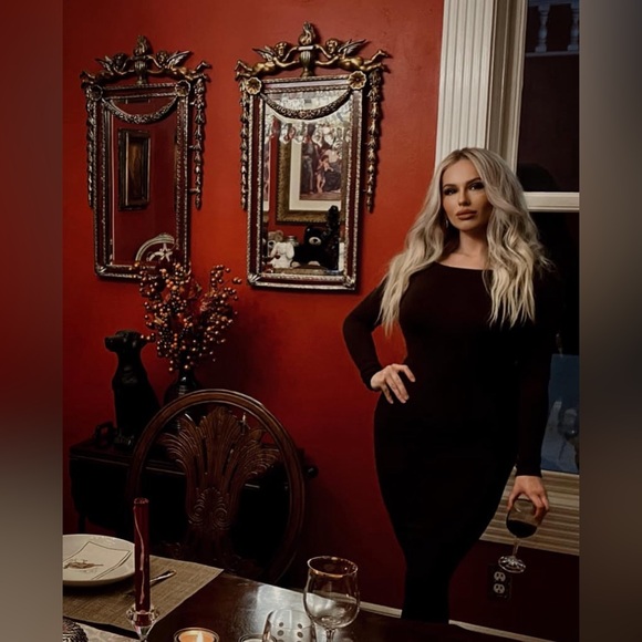 Naked Wardrobe Backless Dress Chocolate Brown Small Sexy Soft Longsleeve Stretch - Picture 13 of 13